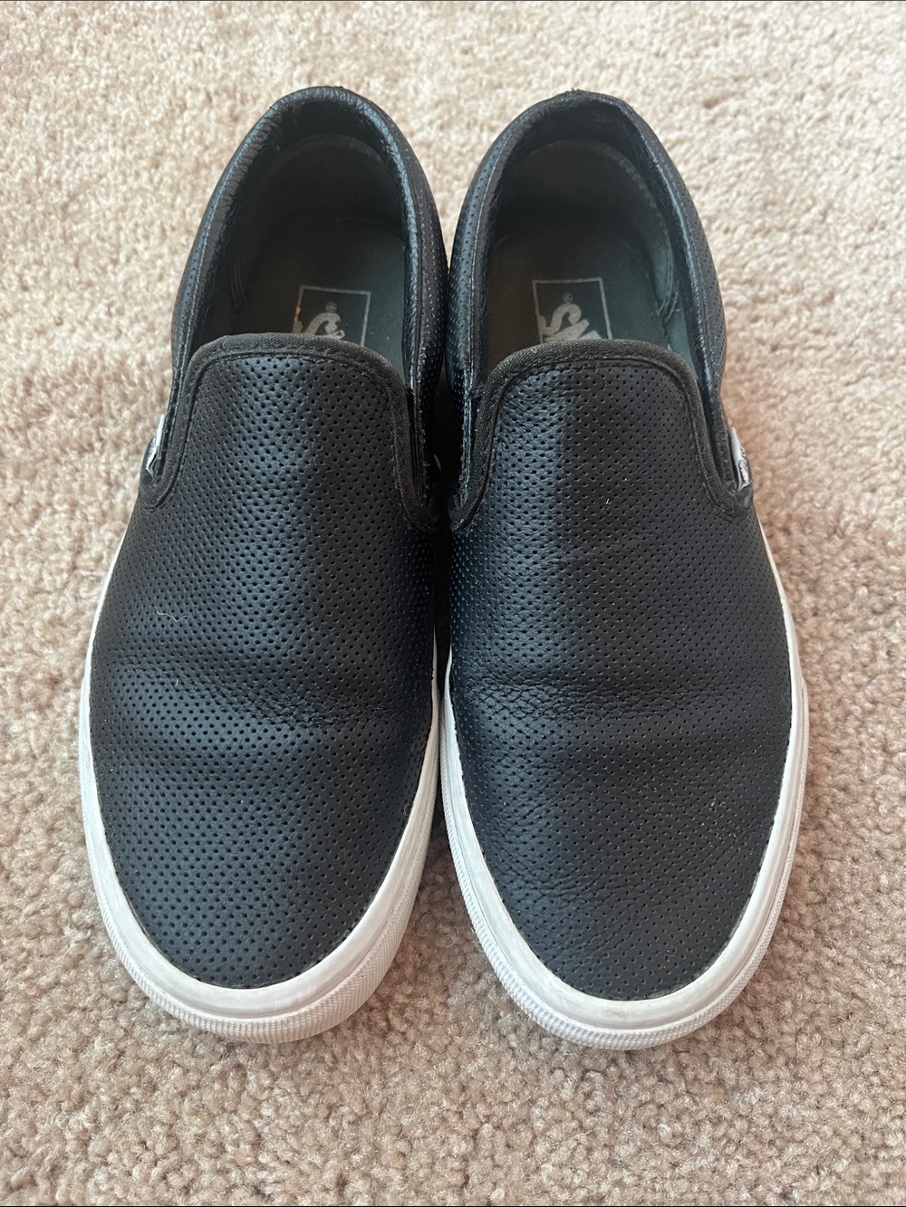 Vans Leather Unisex Asher Slip On Sneakers M7 W8.5